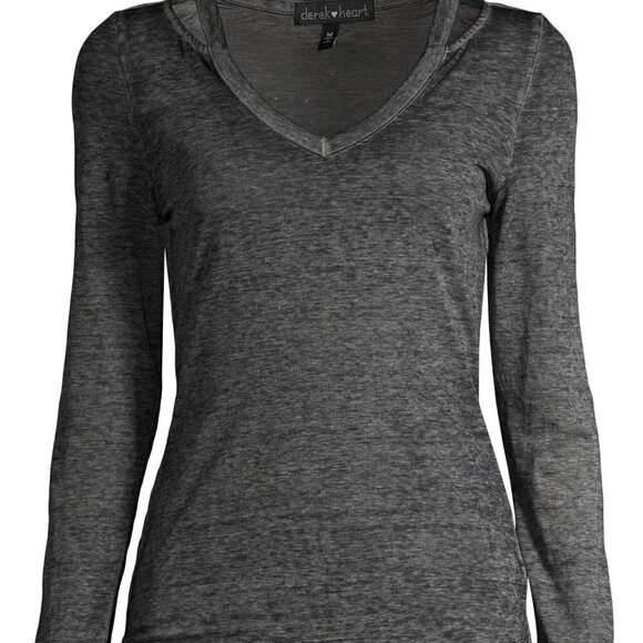 Derek Heart Women's Long Sleeve Burnout T-shirt - Picture 1 of 6